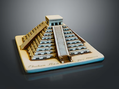 Scenic View of Chichen Itza Mayan Pyramid in Yucatan Mexico with Stone Steps and Temple 3d model
