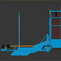 Blue Industrial Conveyor Machine With Elevated Belt And Metal Frame