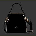 Black Crocodile Pattern Handbag With Gold Hardware Top Handle And Shoulder Strap 3d model