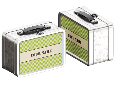 Sturdy Metal Toolbox for Hardware Tools with Personalized Name Green Checkered and Gray Textured Surface 3d model