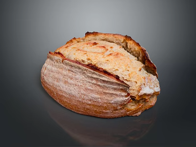 Freshly Baked Artisanal Bread With Crispy Golden Crust And Soft Interior 3d model