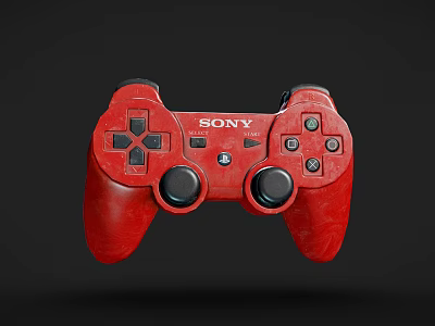 Sony Red Wireless Game Controller With Ergonomic Design For Gaming Use 3d model
