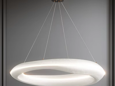 Minimalist Modern White Ring Shaped Chandelier With Elegant Glowing Interior Lighting Design 3d model