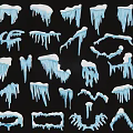 Variety Of Blue Icicle Decorations With Various Shapes For Winter Ornaments