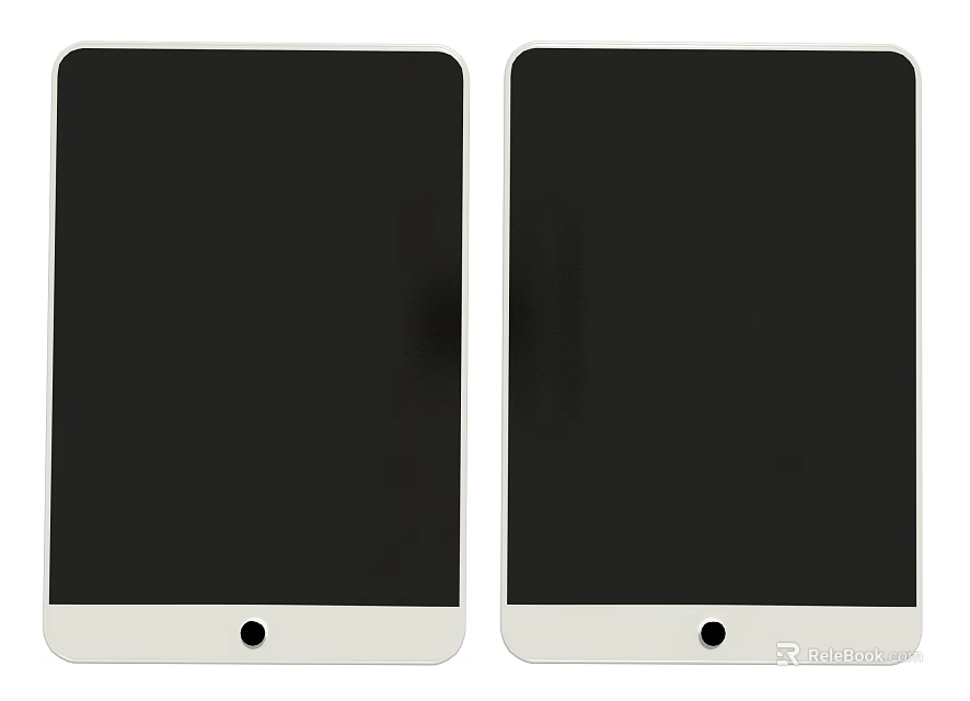 Two Tablet Computers With White Borders Black Screens And Round Home Buttons Front View 3d model 