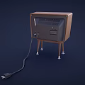 Vintage Retro Television With Three Legged Stand Knobs And Power Cord 3d model