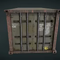 Vintage Rusty Shipping Container With Weathered Red Exterior And Metal Bars