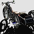 Vintage Motorcycle With Sidecar Brown Seat Classic Headlight And Metallic Body Design