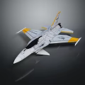 Modern White Fighter Jet With Yellow Accents And Sleek Design In 3D Rendering