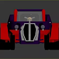 Purple Red Toy Car With Orange Seat Exposed Engine Red Wheels And Flower Pattern
