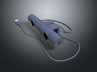 Gray USB Connector Device With Cable And Multiple Ports For Data Transfer 3d model