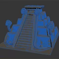 Cartoon Pyramid Scene With Stairs Ornate Snake Decorations And Top Platform Carvings