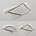Modern Geometric Ceiling Light With LED Strip Black Frame And Sleek Design 3d model