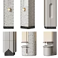 Modern Decorative Columns With Speckled Surface Marble Base And Metal Shelf Accents
