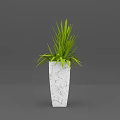 Elegant Tall White Marble Vase With Lush Green Long Leaf Plant For Interior Decor