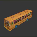 Yellow Bus 3D Model Isolated On Reflective Gray Background With Windows
