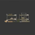 Military Clothing and Apparel Storage with Canvas Mattress on Metal Frame Foldable Beds