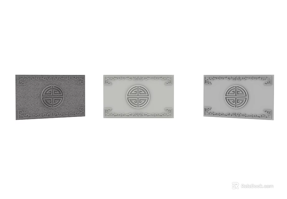 Traditional Carved Decorative Panels With Circular Ornamental Patterns In Black White And Gray 3d model 