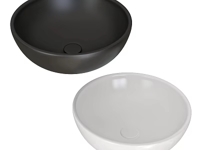 Modern Black and White Round Wash Basins with Smooth Surface for Bathroom 3d model