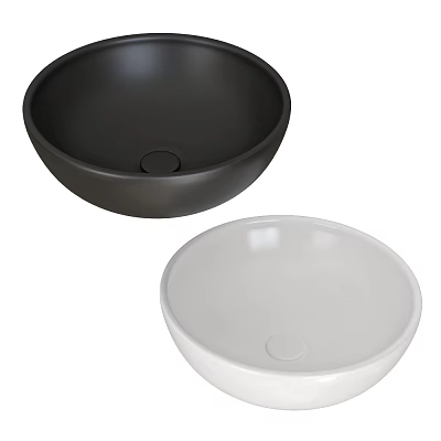 Modern Black and White Round Wash Basins with Smooth Surface for Bathroom 3d model