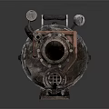 Rusted Metal Steampunk Weapon With Copper Pipes And Mechanical Parts