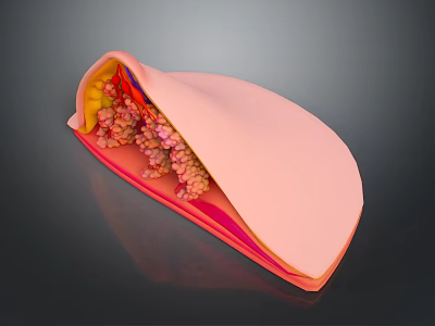 Detailed Colorful 3D Anatomical Cross Section With Internal Tissue Layers 3d model