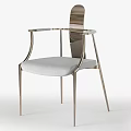 Modern Accent Chair With Sleek Metal Frame Armrests And Gray Cushion