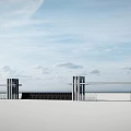 Modern Entrance Gate Design With Open Square And Blue Sky Background 3d model