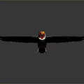 Toucan Flying With Vibrant Beak And Black Feathers On Dark Background