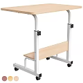 Adjustable Height Desk With Pink Tabletop And Rolling Casters For Home Office 3d model