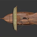 Wooden Sailing Ship Model Featuring Yellow Sails And Detailed Wooden Hull Design