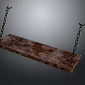 Rustic Wooden Swing Board Hanging With Metal Chains And Natural Texture