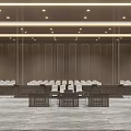 Formal Courtroom Interior With Judge Bench Audience Seats Bright Lighting And National Emblem