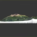 3D Green Mountainous Terrain Model With Detailed Topographic Features And Landforms