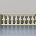 Elegant White Stone Swing Door With Carved Baluster Design For Home Interior