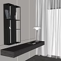 Modern Bookshelf With Open Shelves And Side Table Featuring Table Lamp And Stacked Books