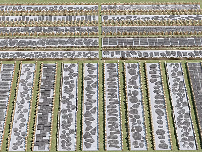 Garden Path Paving With Diverse Patterns And Material Styles For Landscaping Design 3d model