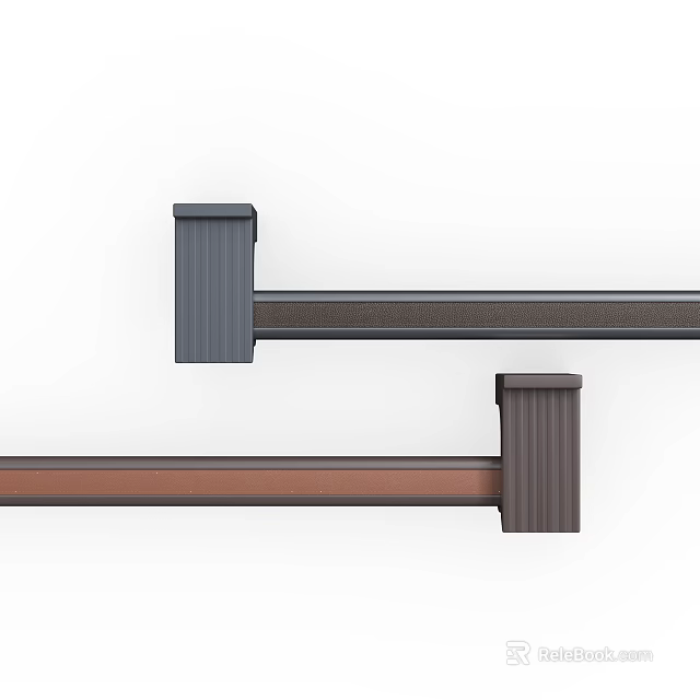 Sleek Dark and Brown Clothes Hanger with Sturdy Bar and Support Structure 3d model