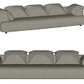 Modern Gray Fabric Multi-seat Sofa With Comfortable Cushions And Simple Design 3d model