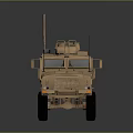 Sand Colored Armored Military Vehicle With Multiple Antennas Turret And Six Wheels