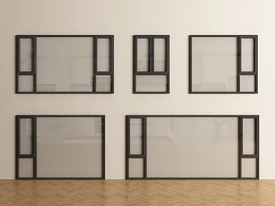 Sleek Modern Casement Windows With Black Frames Transparent Glass And Various Styles 3d model
