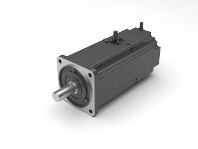 Black Servo Motor With Metal Shaft And Mounting Holes For Industrial Use 3d model