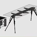Modern Minimalist Table And Chair Set With Transparent Glass Top And Metal Frame