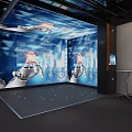 Interactive Digital Display Room With Futuristic Holographic Projections And Robotic Arms