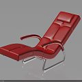 Glossy Red Leather Modern Lounge Chair Featuring Metal Frame And Comfortable Armrests Design