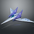 Futuristic Sci Fi Aircraft Model With Purple Silver Wings And Streamlined Design