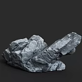 Natural Gray Rock Formation With Rough Surface Texture On Black Background 3d model