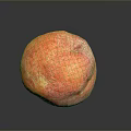 Fresh Ripe Peach With Red And Yellow Fuzzy Skin On Black Surface