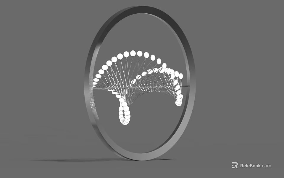 Decorative Ornament Set with Circular Metal Frame and White Artistic Structure for Modern Home Decor 3d model 