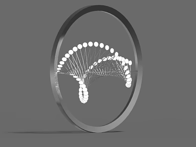 Decorative Ornament Set with Circular Metal Frame and White Artistic Structure for Modern Home Decor 3d model